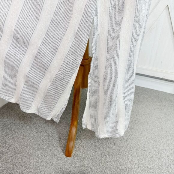 Natural Impressions Striped Muslin Swim Cover Maxi Dress White Medium - Picture 7 of 11